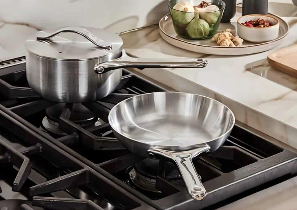 a set of cast iron cookware on a stove