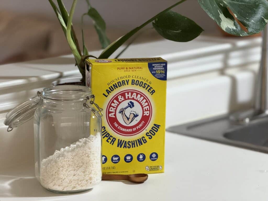 washing soda next a a homemade laundry detergent