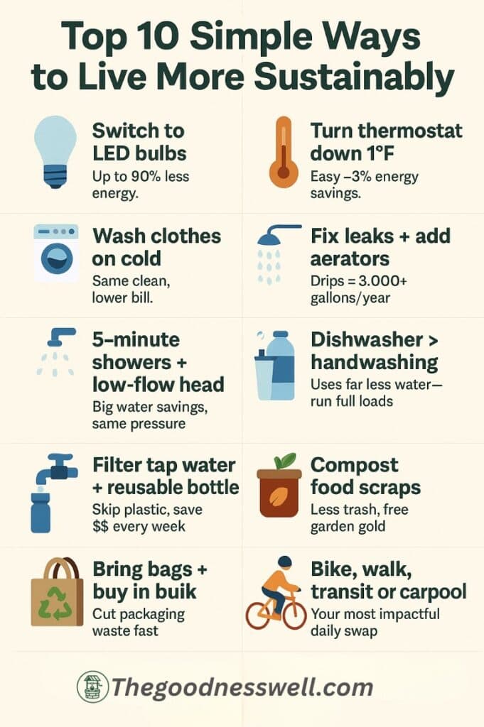 infographic of ways to live sustainably