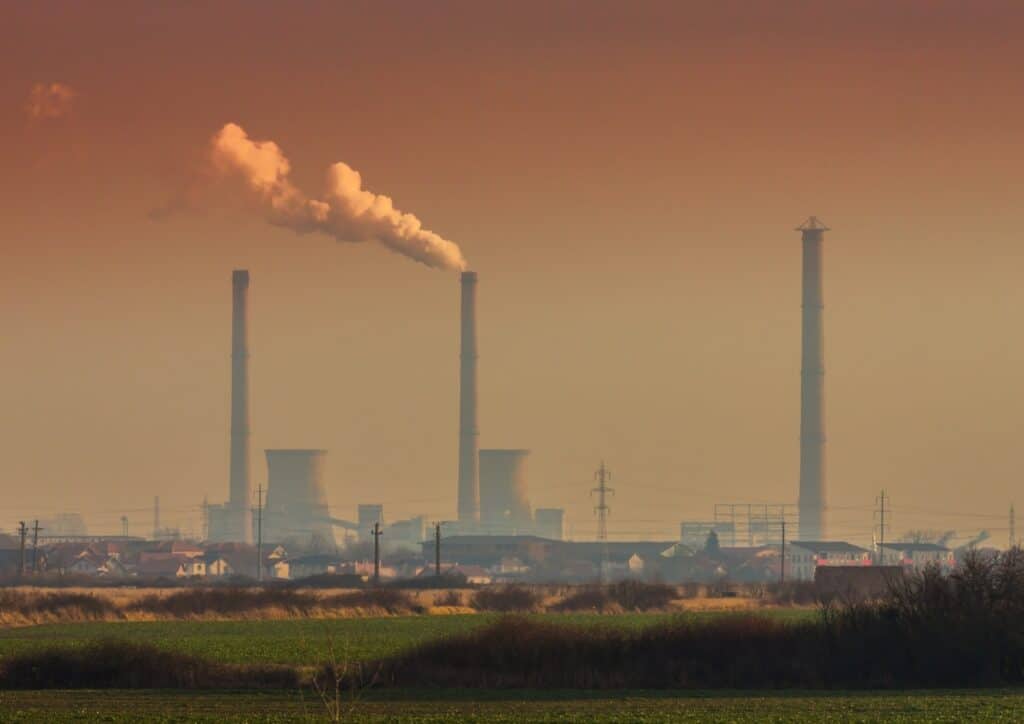 A factory releasing pollution into the air