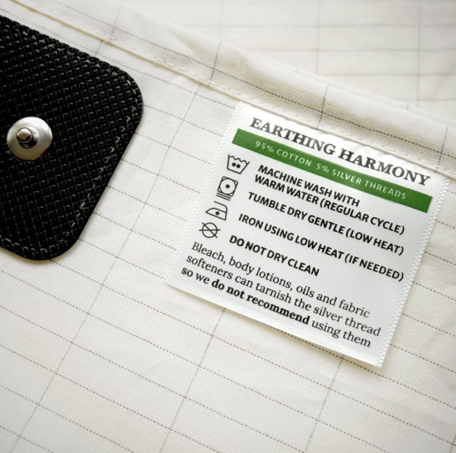 a tag on a grounding sheet