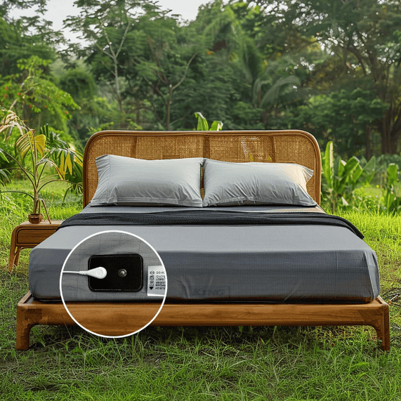 a grey organic earthing bed sheet