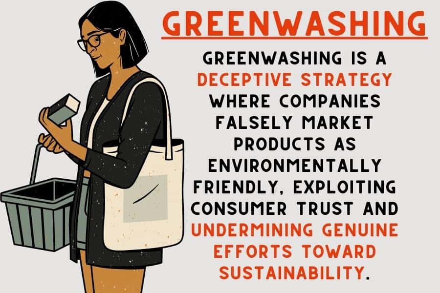 Greenwashing infographic with the definition of greenwashing