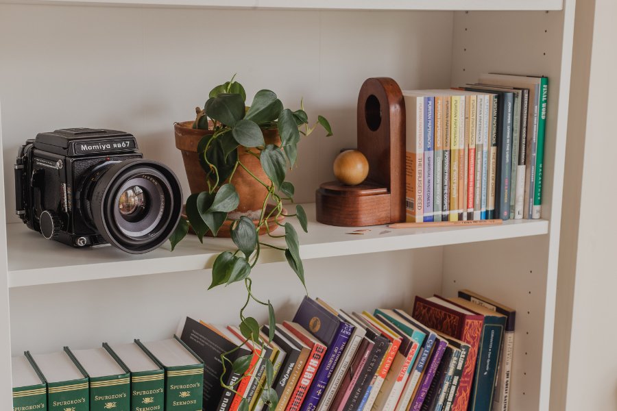 white bookshelf