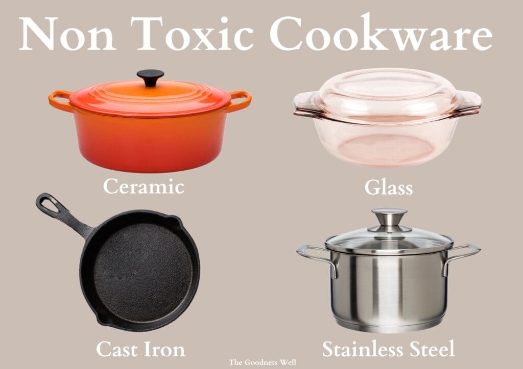 an info graph of different non toxic cookware