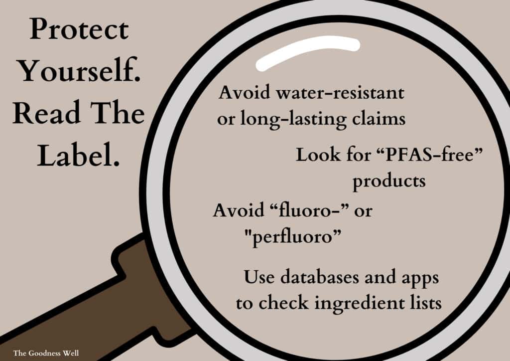 an info graph with tips to avoid pfas in  cosmetics
