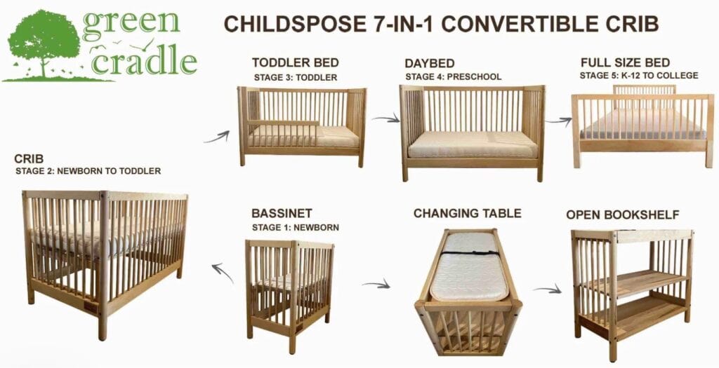 Childpose 7-in-1 convertible crib