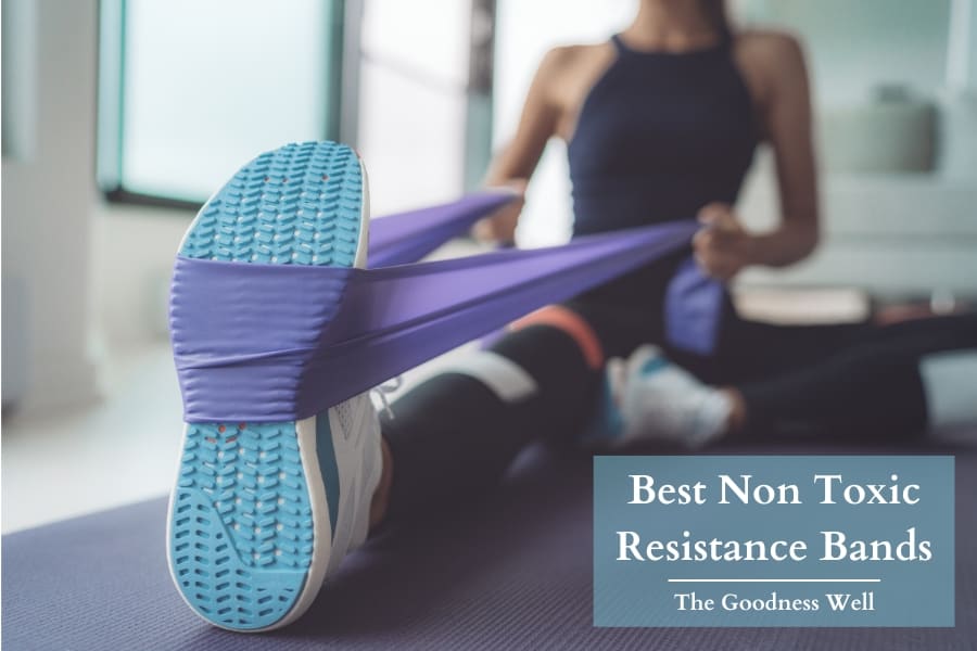 a woman stretching with a resistance band