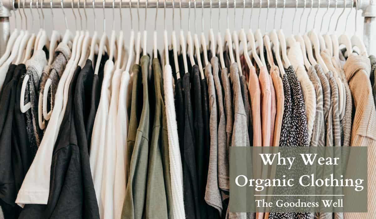 organic clothing hanging in a closet