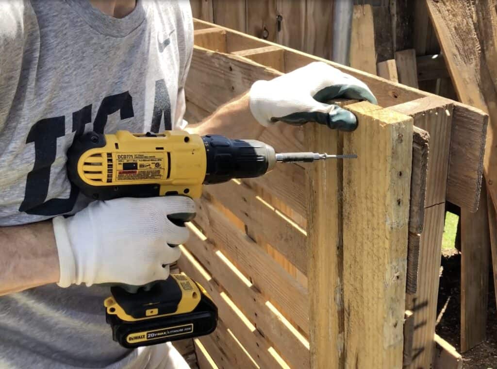 screwing wooden blocks into place