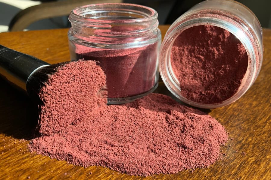 homemade blush powder that I made from beets