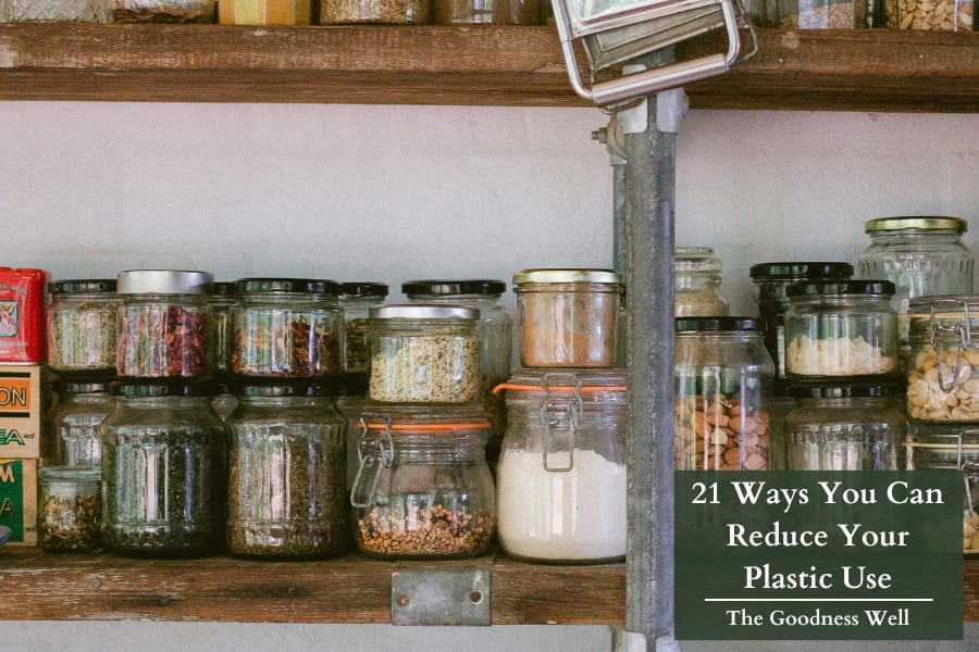 glass jars containing food items in a pantry 