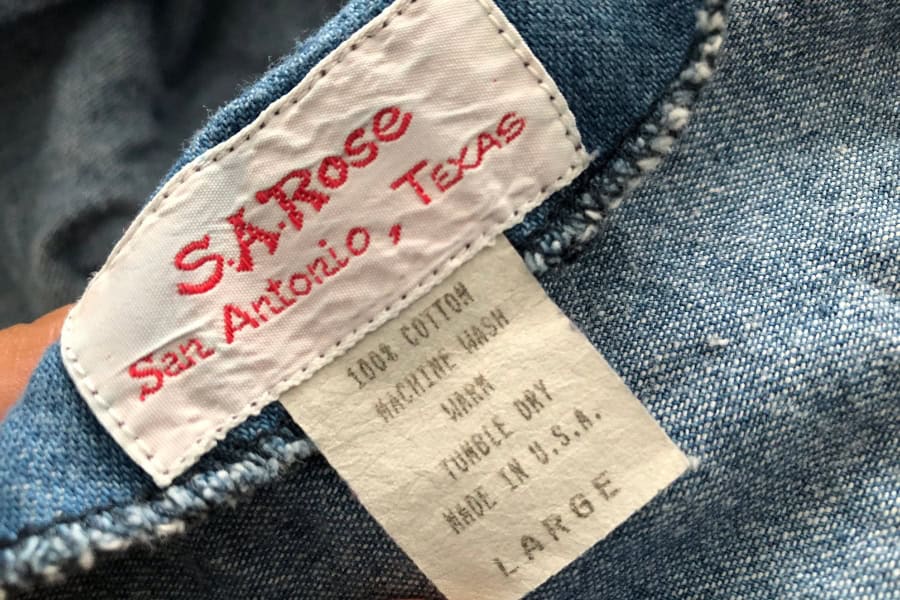 tag on a 100% cotton denim dress