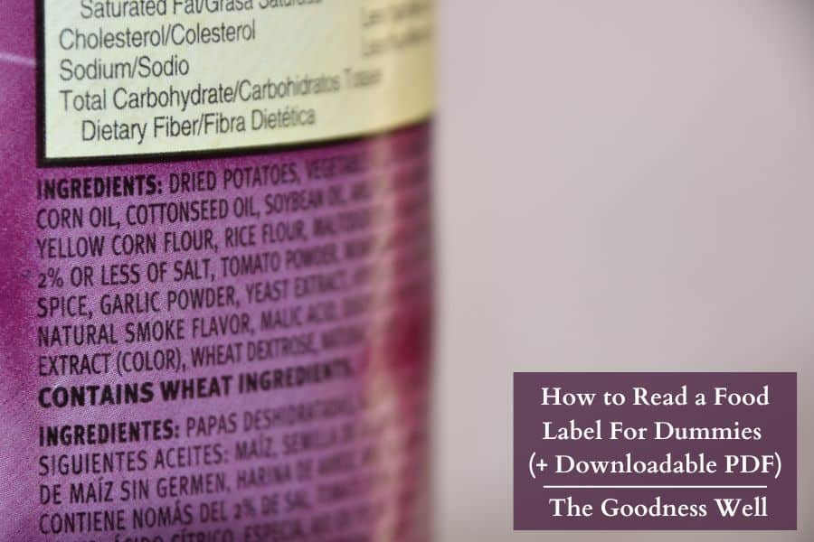 a food ingredient label