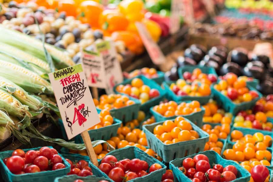 produce at a farmers market