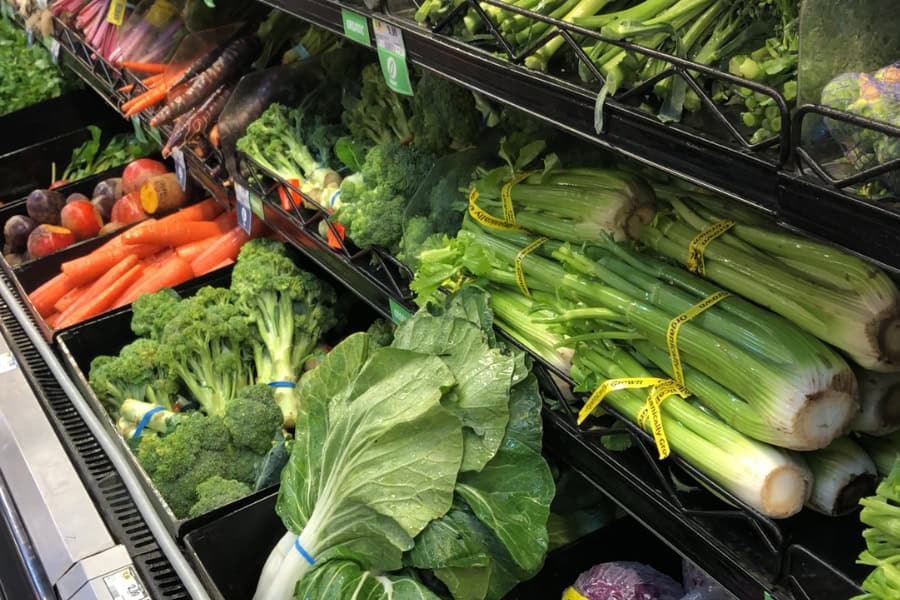 Produce in a grocery store