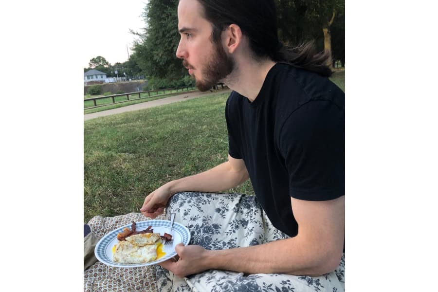 Picture of me eating at a park