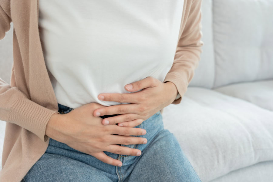 woman having a stomach ache