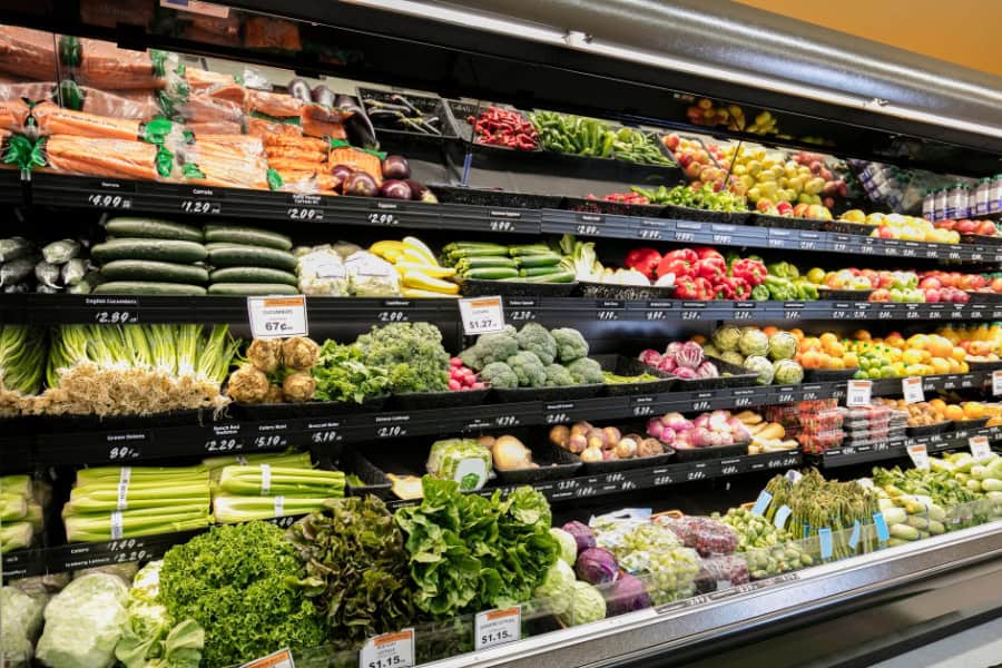 produce section in a grocery store