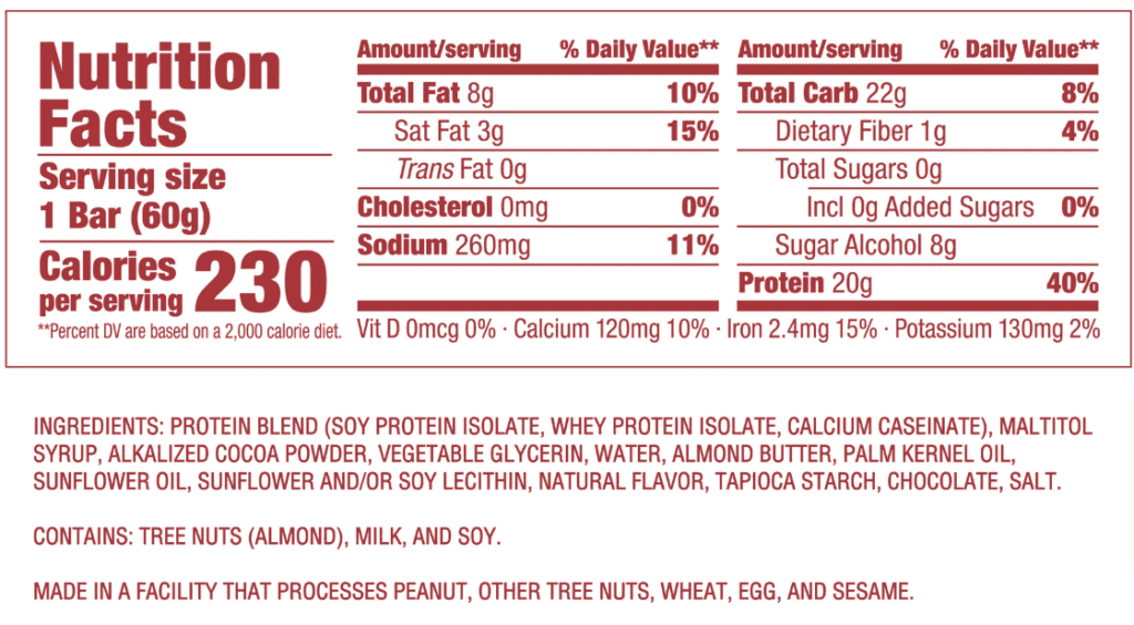 nutrition facts