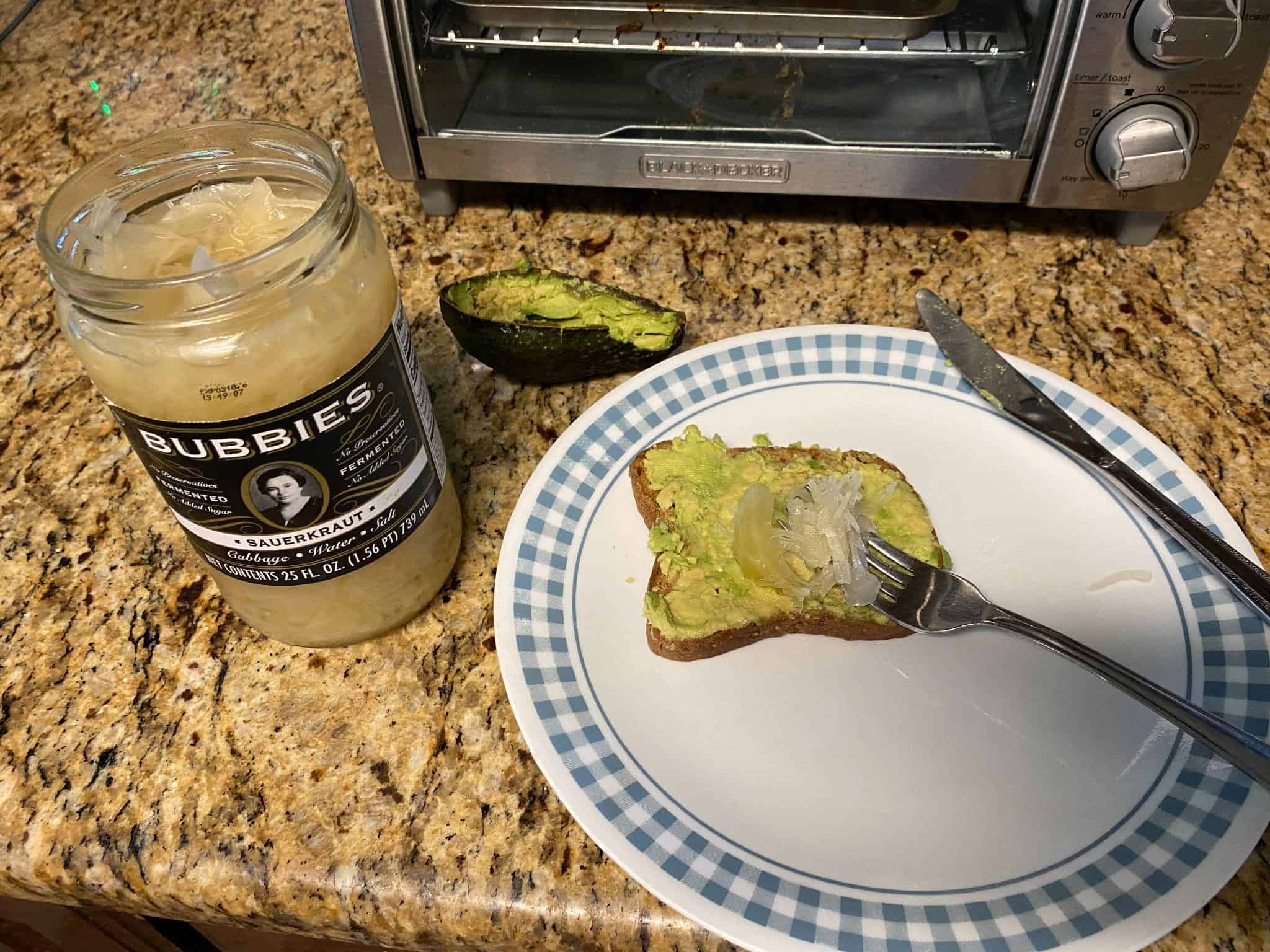 avocado toast with saurkraut