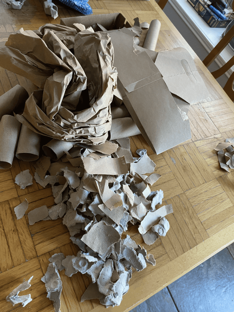 toilet paper rolls and other carboard used for compost