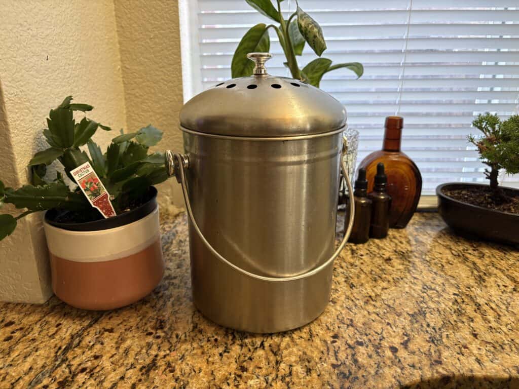 our compost bin on our kitchen counter