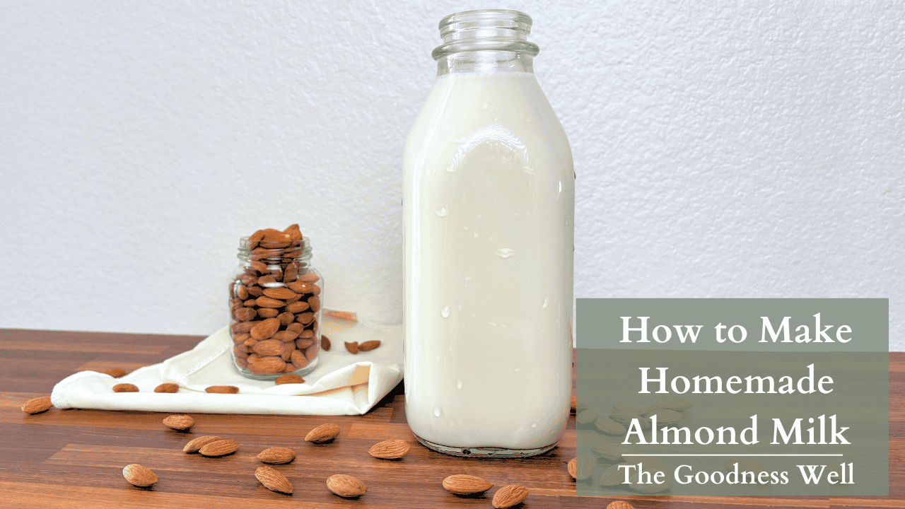 almond milk in a bottle