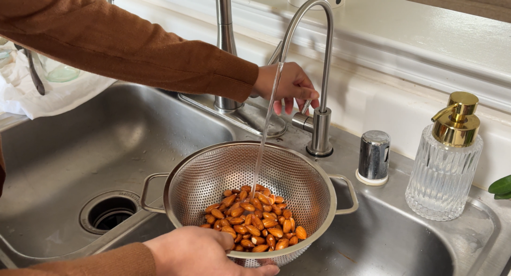 washing almonds