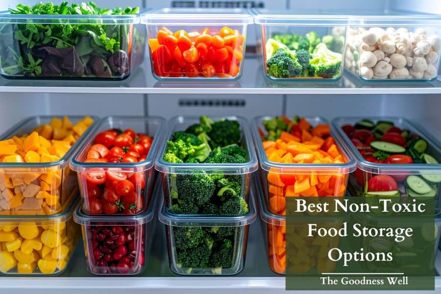 food stored in containers in the fridge