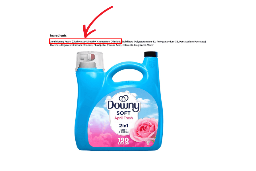 Downy soft ingredient list containing Quats