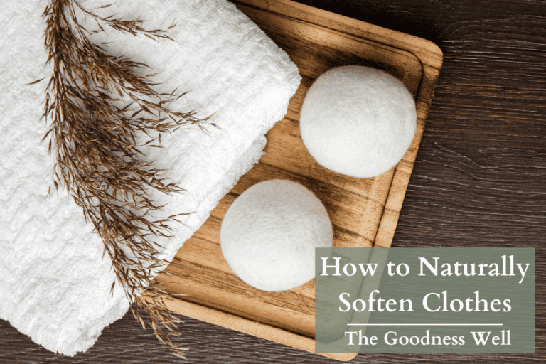 a soft towel next to a wool dryer ball