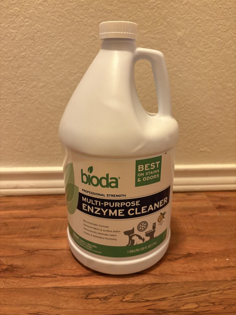 a bottle of enzyme cleaner