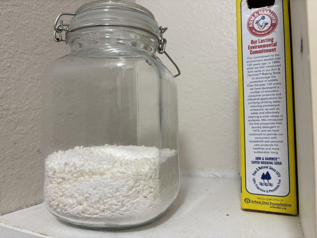 a jar of homemade laundry detergent