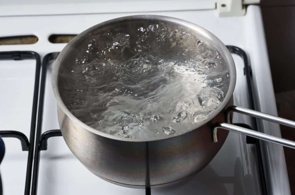 a pot of boiling water