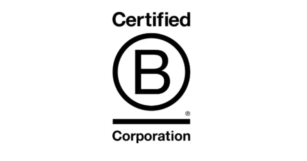 Certified B Corporation logo in black on a light background