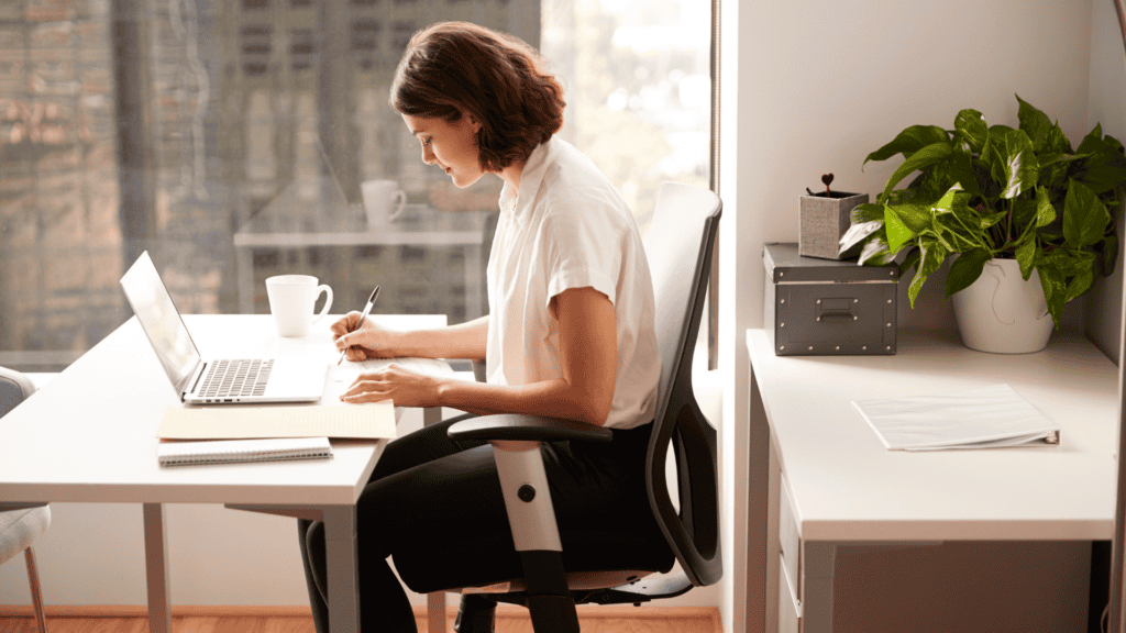 woman sitting in office chair