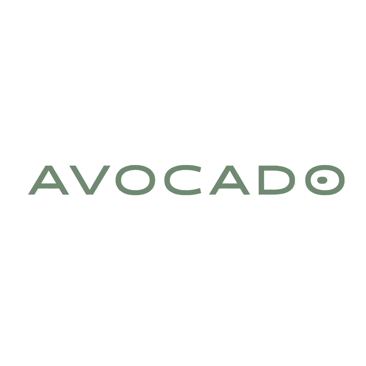 Avocado brand logo in muted green lettering on a white background.