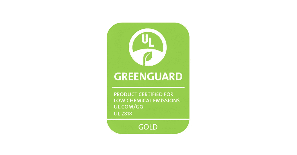 UL GREENGUARD Gold certification logo for low chemical emissions.