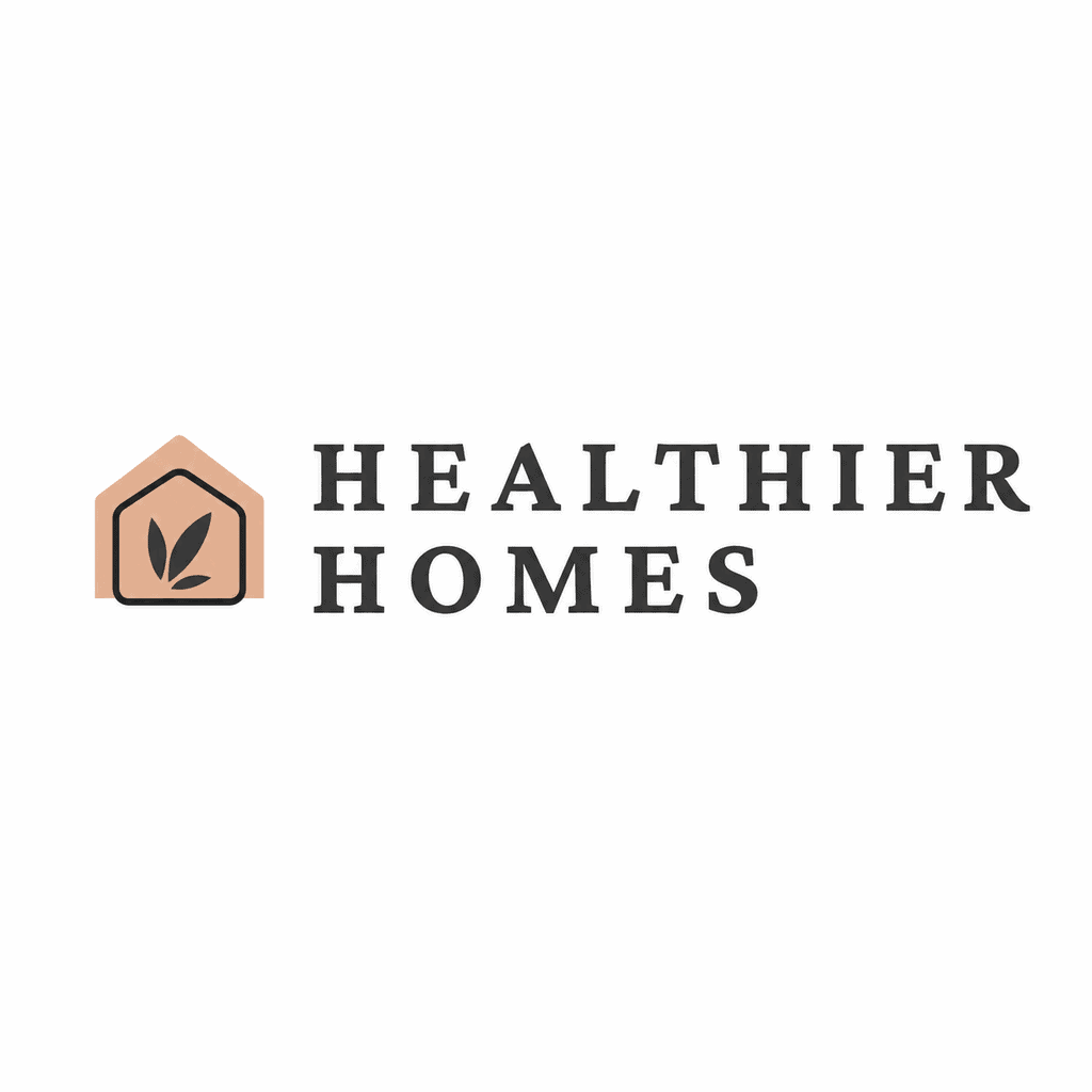 Healthier Homes logo with a house and leaf symbol.
