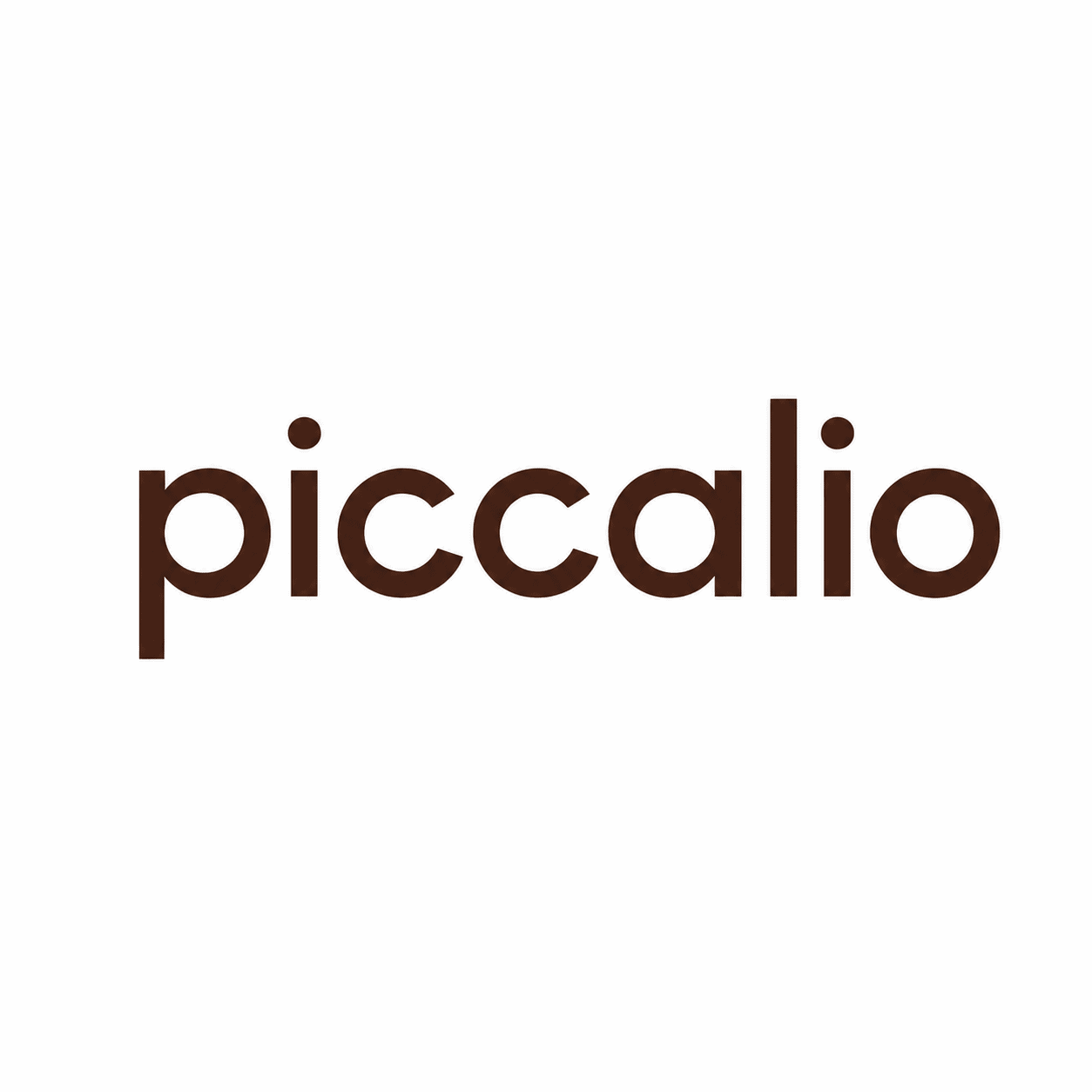Piccalio brown wordmark logo on a white background.