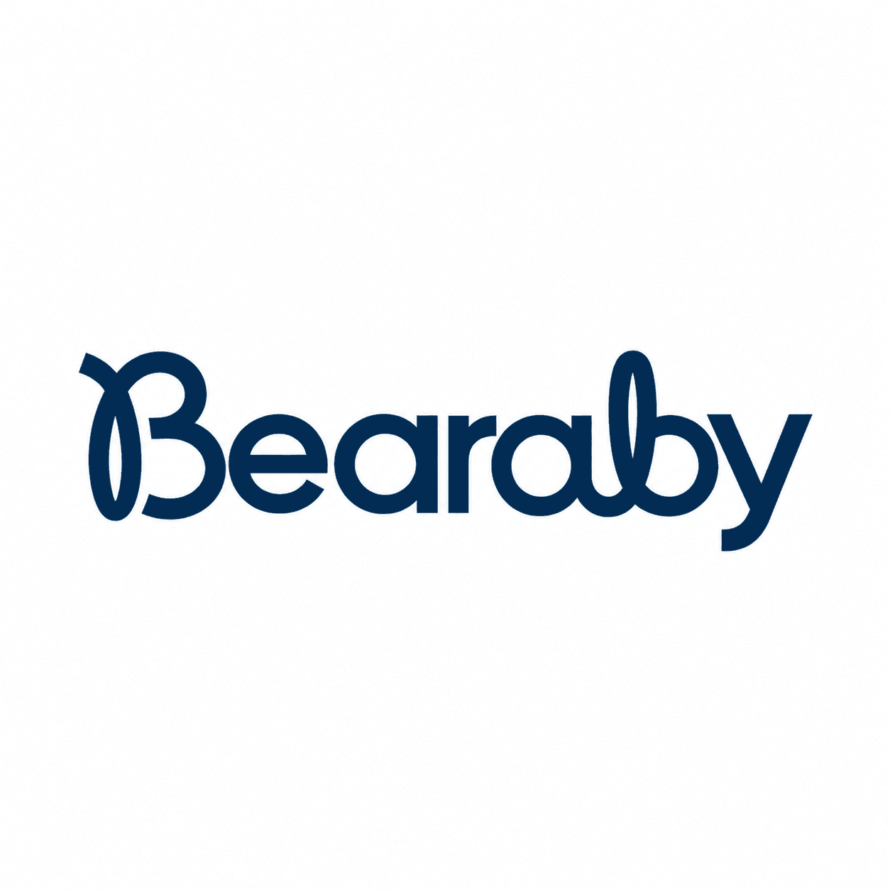 Bearaby brand logo in dark navy blue with distinctive handwritten-style lettering on a white background.