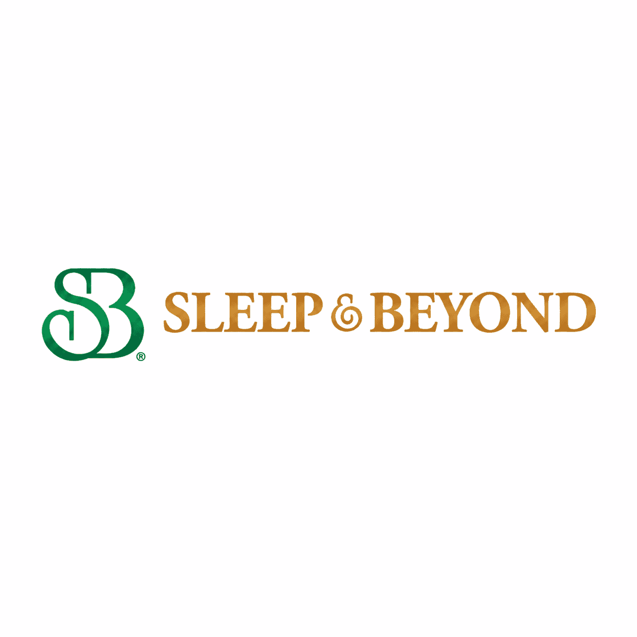 Sleep & Beyond brand logo featuring a green monogram and orange lettering on a white background.